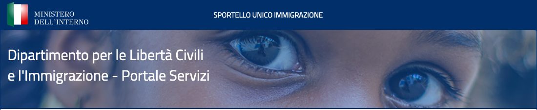 Intestazione del Portale Servizi del Dipartimento per le Libertà Civili e l'Immigrazione, Ministero dell'Interno
